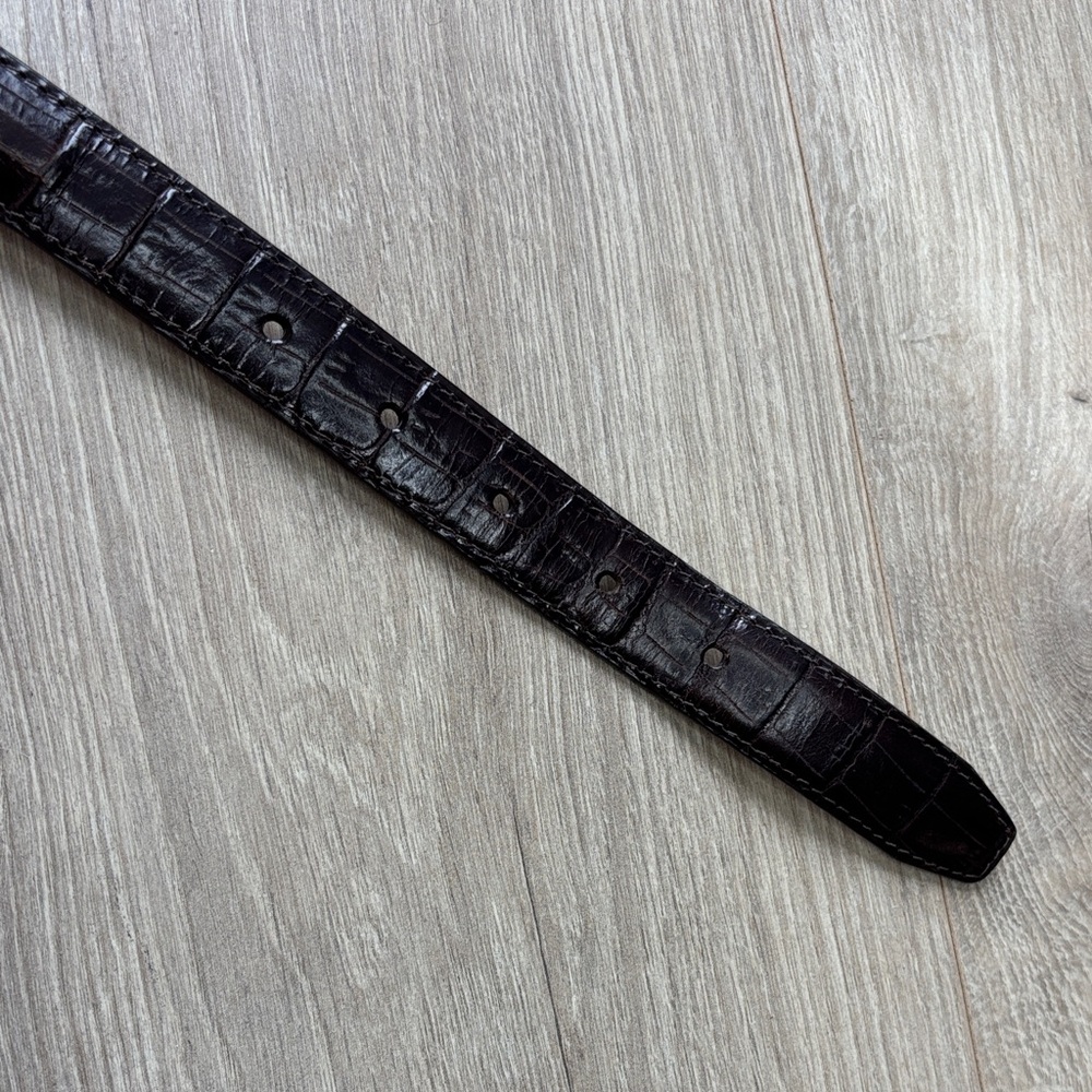 Brighton Dark Brown Croc-Embossed Belt with Silver Buckle and Golf Charms - Picture 6 of 7